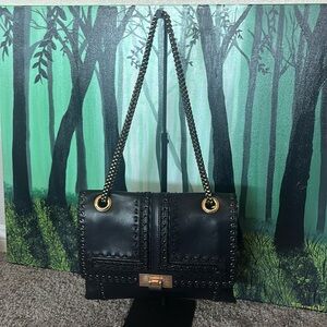 LANVIN BLACK LEATHER SHOULDER BAG